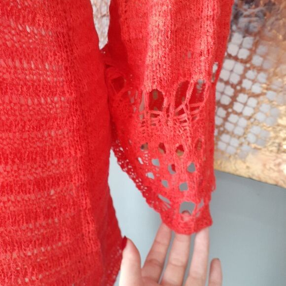 Zara Nwot Crochet Bright Red Knit Dress - Picture 9 of 15